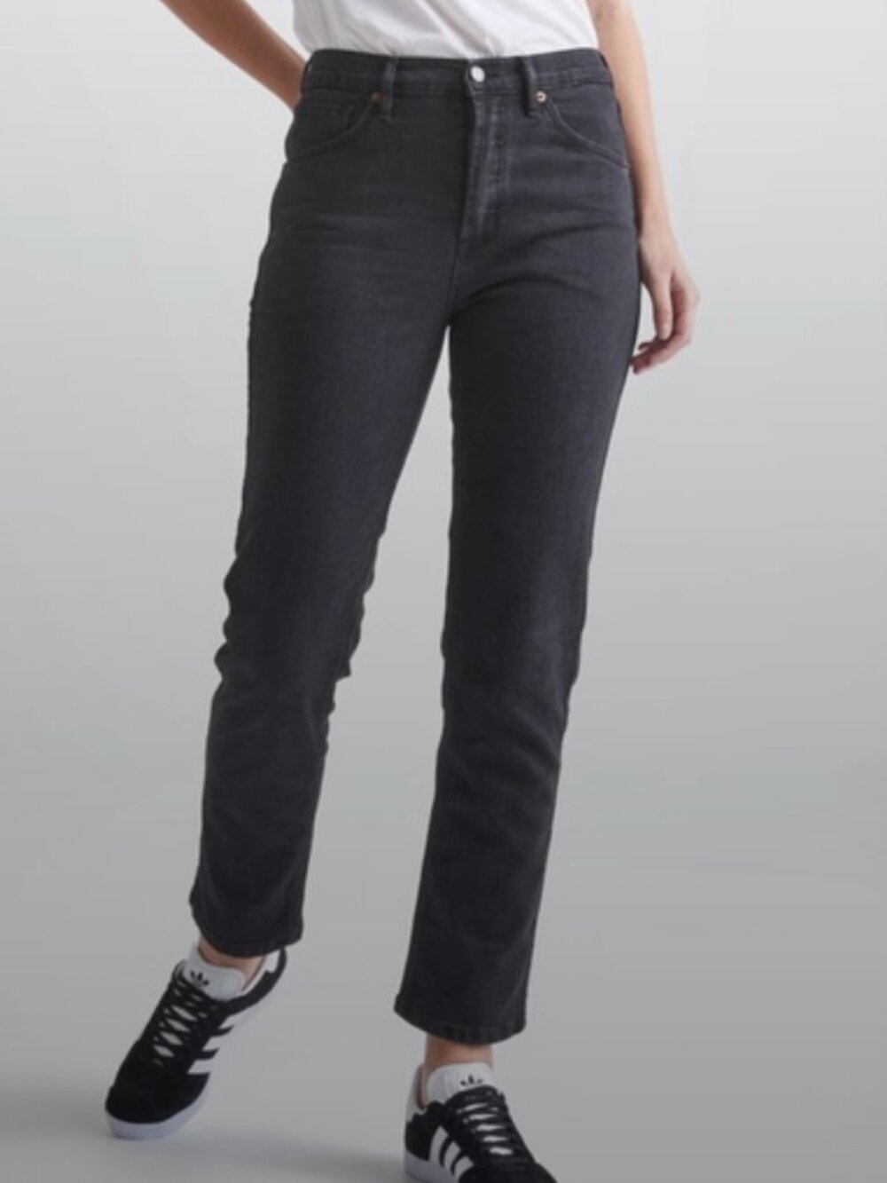 Duer Midweight Denim High-Rise Straight Jeans in Aged Black